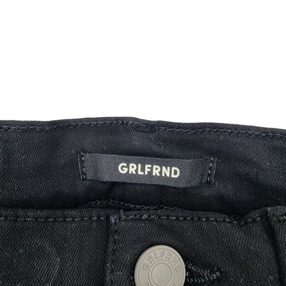 GRLFRND Reed High Rise Slim Leg Cropped Raw Hem Jeans In Black Magic Size 25 - Picture 3 of 7